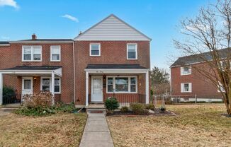 3-bedroom, 1 and half bathroom end-of-group townhome in the quiet Stoneridge neighborhood in Towson