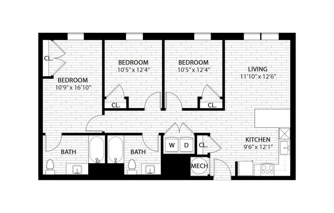 3 beds, 2 baths, 1,225 sqft, $1,459, Unit 326