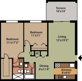 2 beds, 2 baths, 1,100 sqft, $2,299
