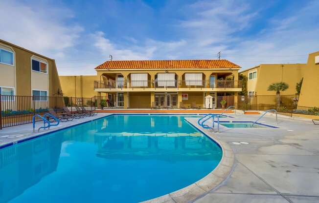 Swimming Pool at Whiffle Tree Apartments in Huntington Beach California.