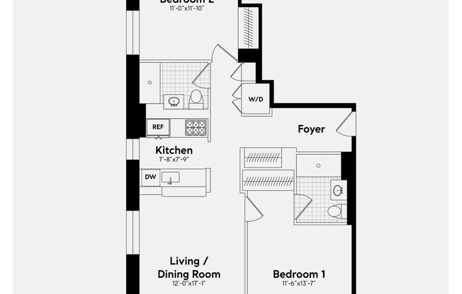 2 beds, 2 baths, 970 sqft, $8,250, Unit PH16F