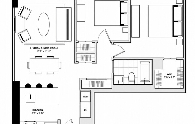 2 beds, 1 bath, 796 sqft, $6,600, Unit 11B