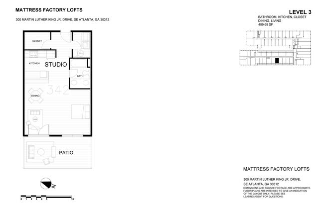 Studio, 1 bath, 490 sqft, $1,445, Unit 342