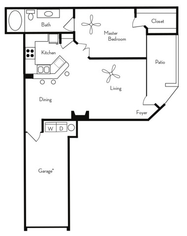 1 Bedroom Floor Plan | Apartments For Rent In Phoenix, AZ | Pavilions on Central Apartments