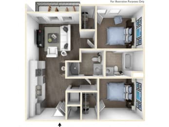 2 beds, 2 baths, 765 sqft, $1,710