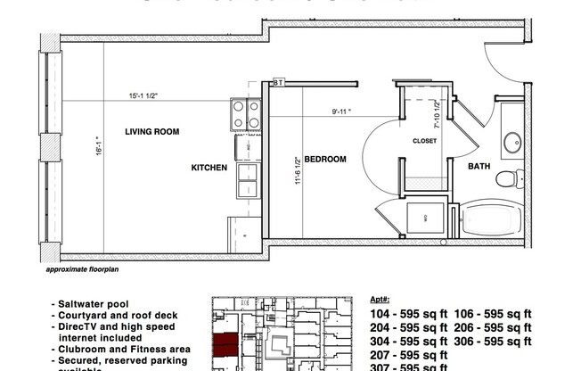 1 bed, 1 bath, 595 sqft, $1,295, Unit APT 106