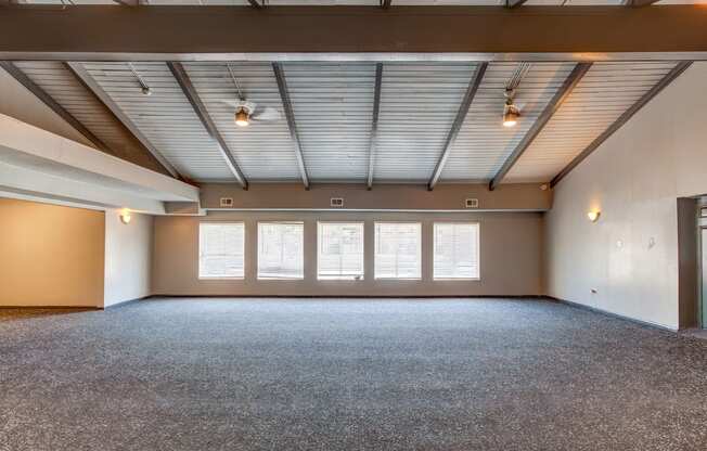 an empty room with windows and a carpeted floor at Willow Hill Apartments, Justice, IL