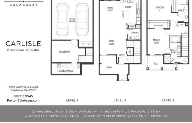 2 beds, 2.5 baths, 1,450 sqft, $6,300, Unit 3