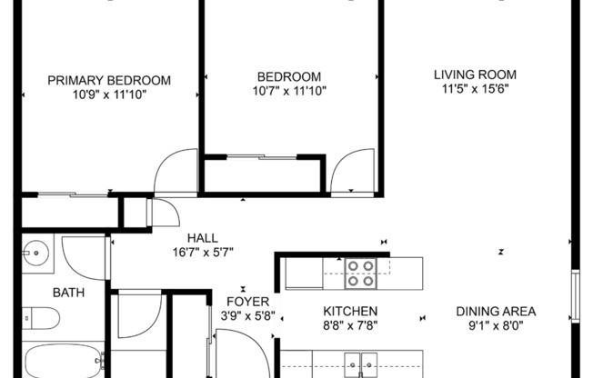 2 beds, 1 bath, 790 sqft, $695, Unit 2502-101