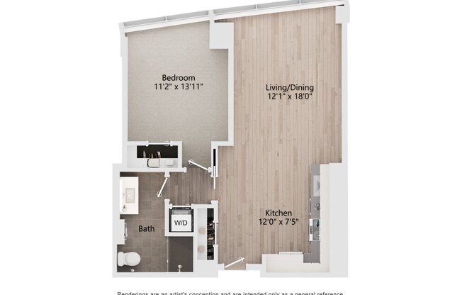 1 bed, 1 bath, 802 sqft, $3,596