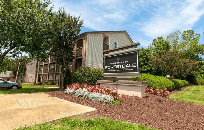 Residences at Forestdale Apartments welcome sign