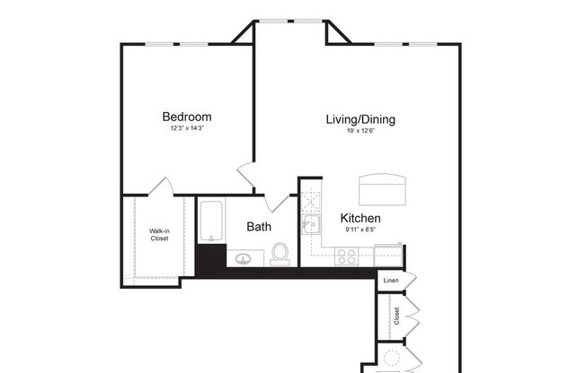 1 bed, 1 bath, 886 sqft, $2,725, Unit 6-301