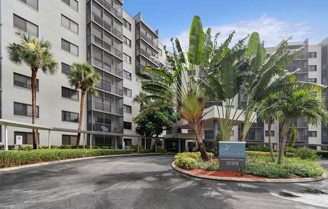 A building with a sign at Hampton Apartments, Clearwater, Florida