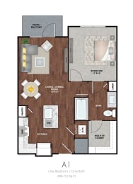 1 bed, 1 bath, 686 sqft, $1,279