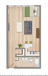 Studio, 1 bath, 375 sqft, $1,465