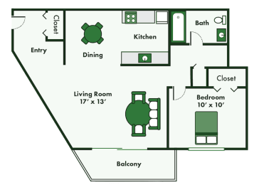 1 bed, 1 bath, 670 sqft, $1,060