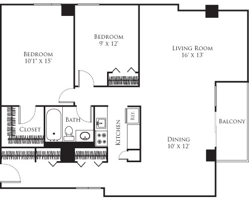2 beds, 1 bath, 901 sqft, $3,945, Unit 1B