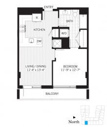 1 bed, 1 bath, 662 sqft, $2,548