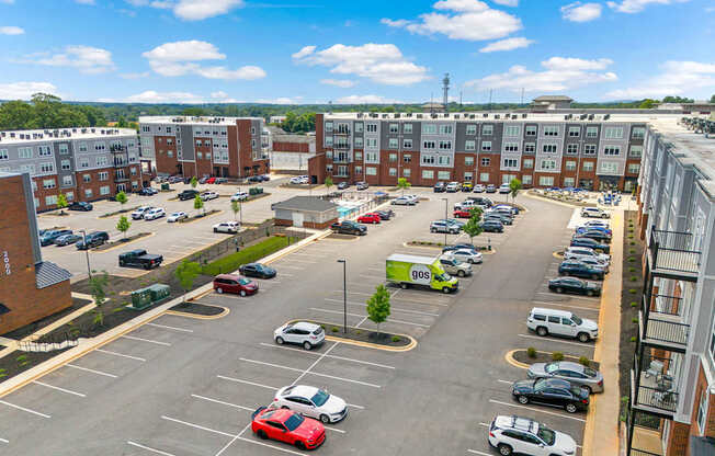 Overhead view of parking lot in Park View Greer.