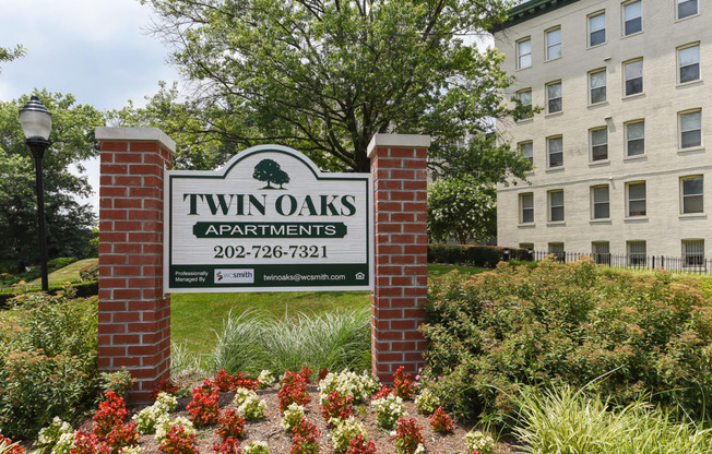 Exterior of twin oaks apartments in columbia heights washington dc