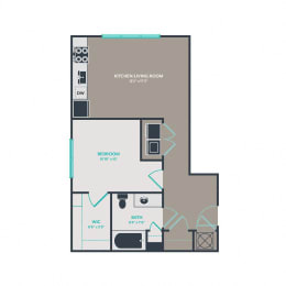 Studio, 1 bath, 660 sqft, $1,434