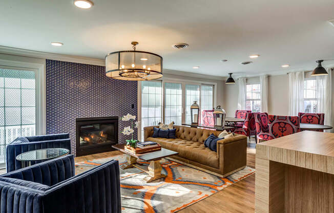 Clubroom With Fireplace at Heritage at the River, Manchester, NH