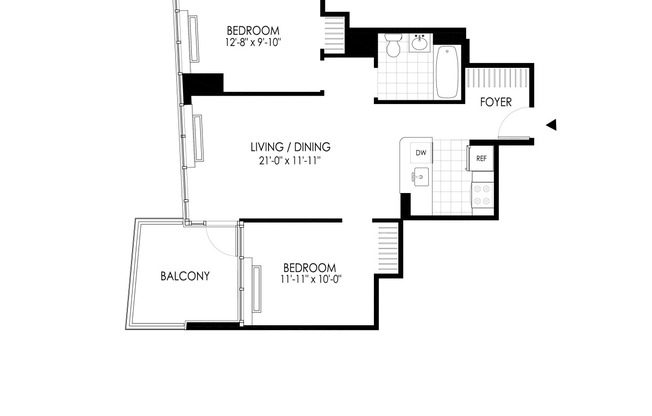 2 beds, 1 bath, $5,470, Unit 3507