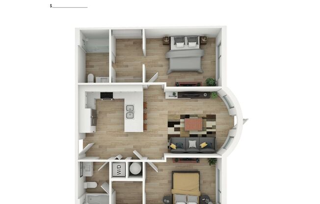 2 beds, 2 baths, 803 sqft, $1,995, Unit 106