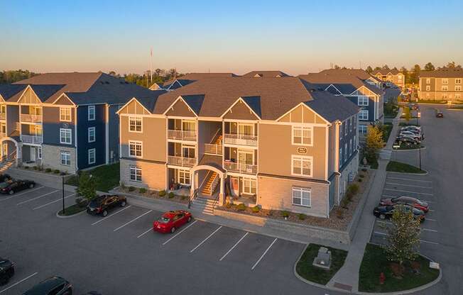 Aerial View Of Apartment Homes With Patios Or Balconies