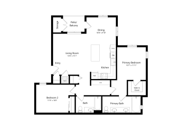 2 beds, 2 baths, 1,112 sqft, $3,197