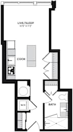 Studio, 1 bath, 426 sqft, $2,494
