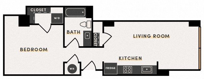 1 bed, 1 bath, 601 sqft, $1,373