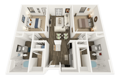 2 beds, 2 baths, 1,075 sqft, $1,830