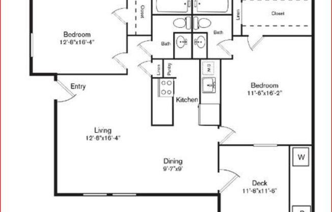 2 beds, 2 baths, 927 sqft, $1,495