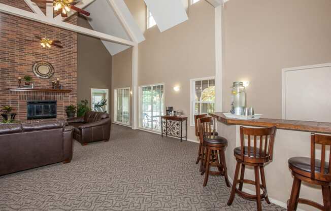 Clubhouse With Fireplace at Pebblebrook, Overland Park, Kansas