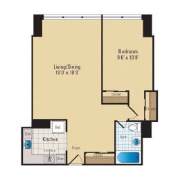 1 bed, 1 bath, 660 sqft, $2,182