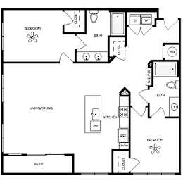 2 beds, 2 baths, 1,274 sqft, $2,525