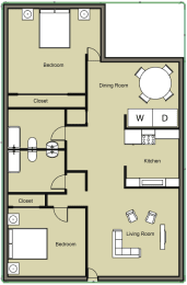 2 beds, 2 baths, 810 sqft, $1,175