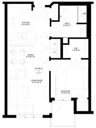 1 bed, 1 bath, 753 sqft, $1,443