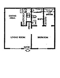 a floor plan of a house with a living room and a bedroom
