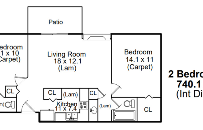 2 beds, 1.5 baths, 800 sqft, $1,895, Unit 1035-216