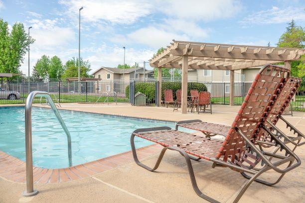Poolside Relaxing Area at Aspen Park Apartments, California, 95823