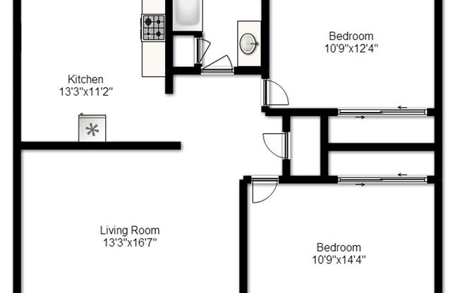 2 beds, 1 bath, 903 sqft, $1,210, Unit E-8