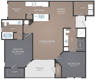 2 beds, 2 baths, 1,200 sqft, $2,130