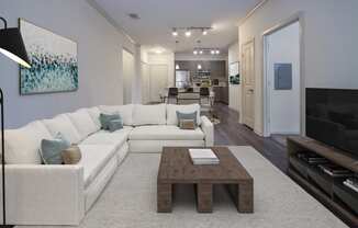 The Hendrix Apartments a living room with a white couch at The Hendrix, Atlanta, GA, 30329
