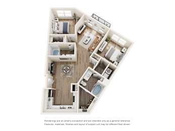 2 beds, 2 baths, 1,123 sqft, $2,105