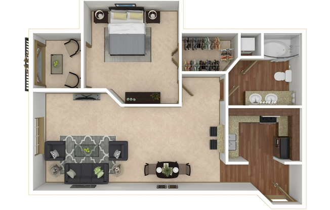 1 bed, 1 bath, 841 sqft, $1,137