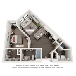 1 bed, 1 bath, 617 sqft, $1,647
