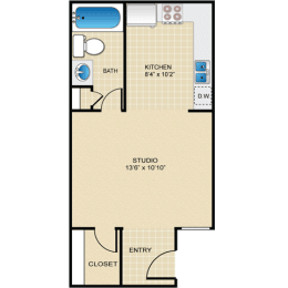 Studio, 1 bath, 370 sqft, $1,059