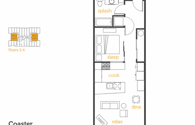1 bed, 1 bath, 595 sqft, $1,750, Unit 202